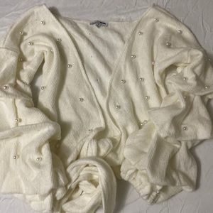 Fleece pearl sweater/ blouse